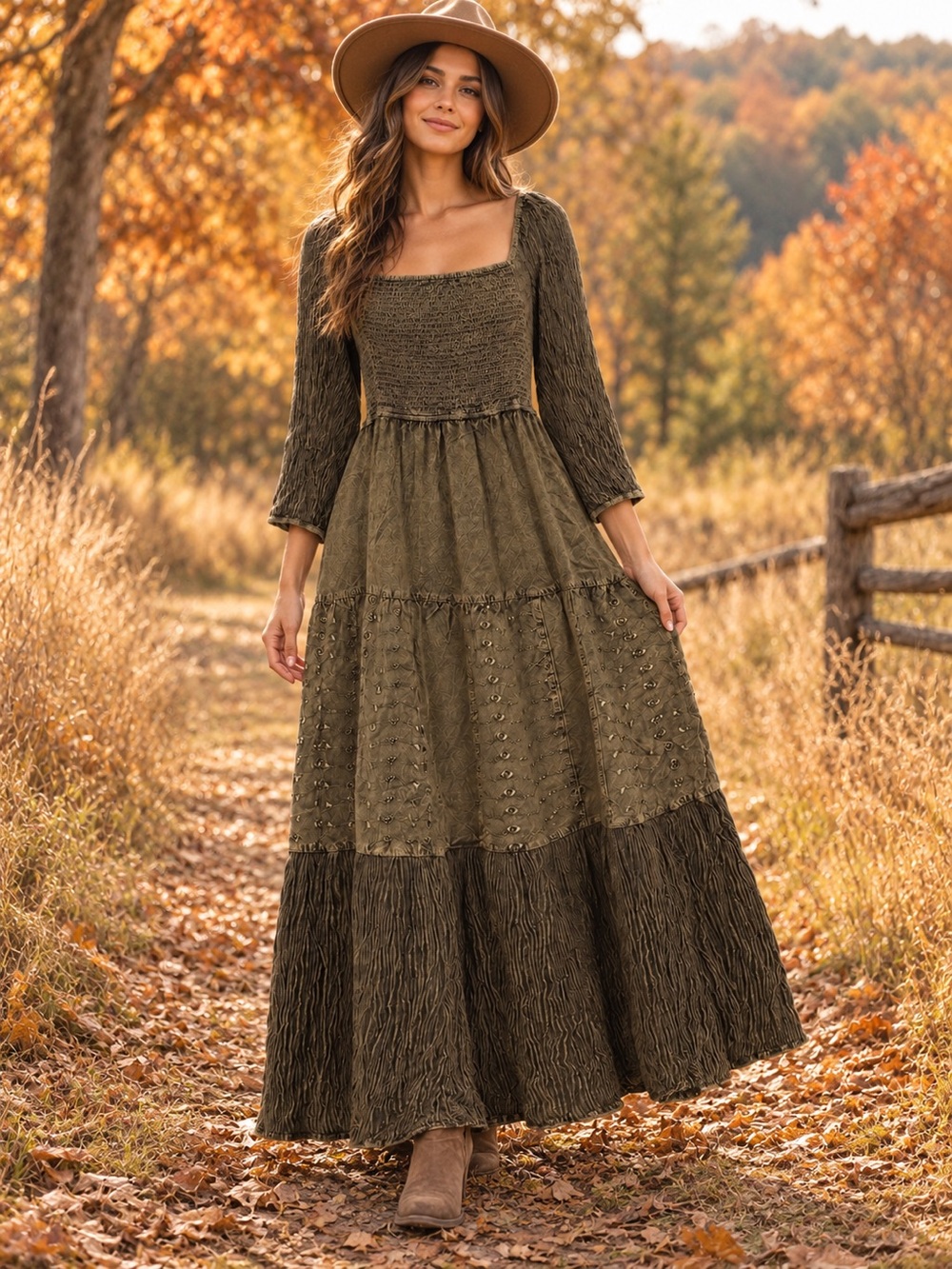 Young Threads Embroidered Patchwork Maxi Dress - NWT